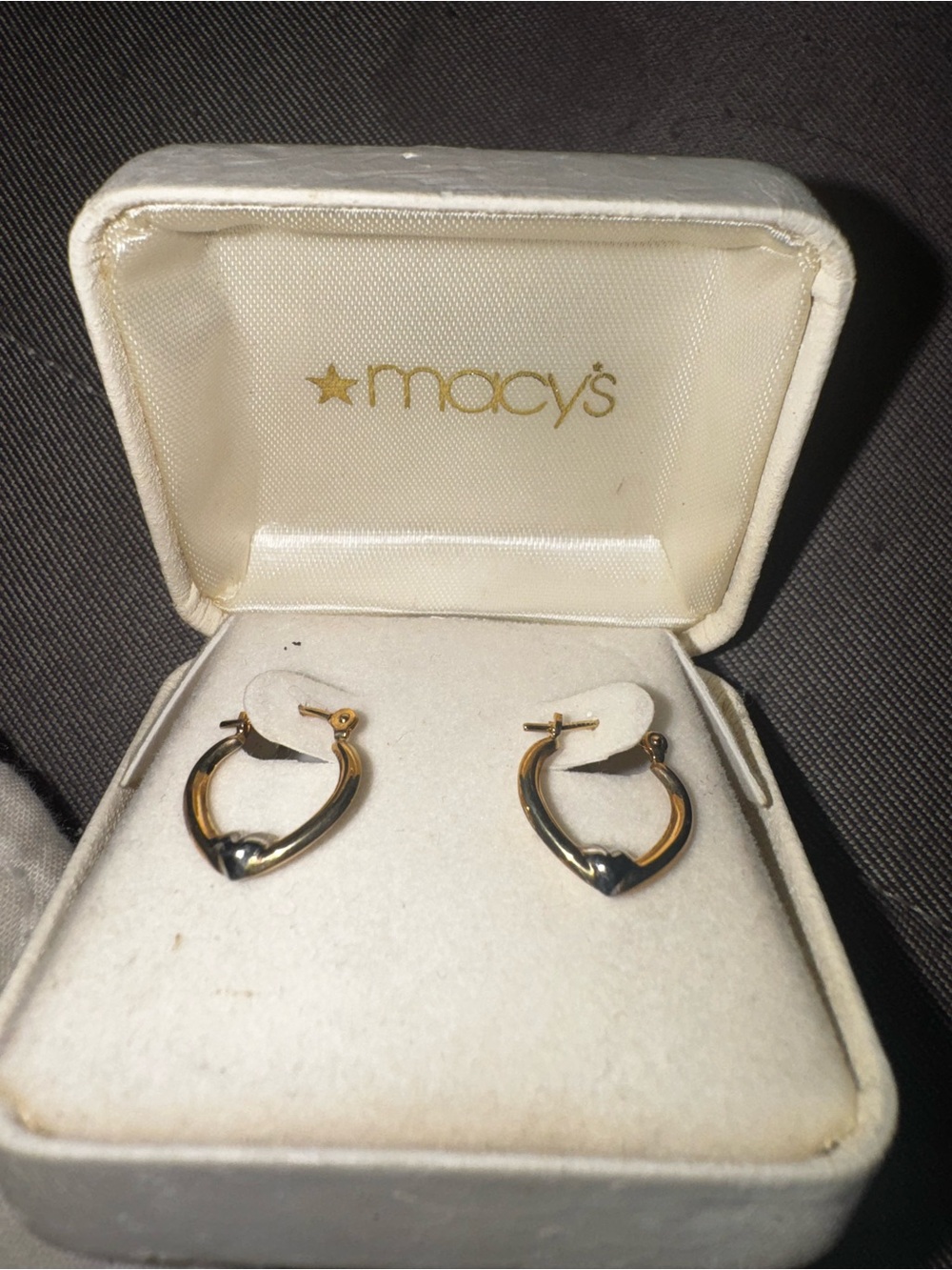 Macy's 14kt Two-Tone Heart Hoop Earrings - Gold and Silver